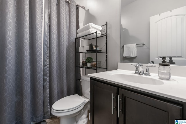5432 Park Side Cir, Hoover, AL 35244 - bathroom featuring vanity, toilet, and curtained shower