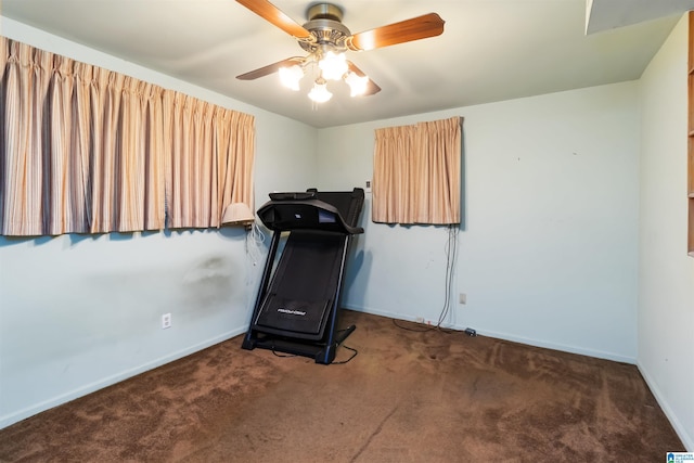 2424 Debbie Dr, Center Point, AL 35215 - exercise area with carpet, baseboards, and ceiling fan