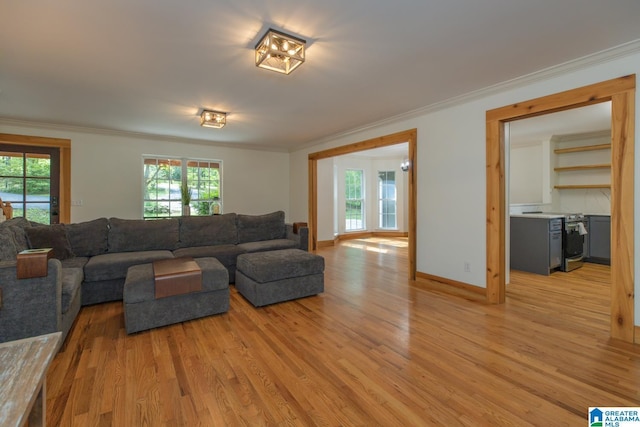 1794 Riverknolle Rd, Tallassee, AL 36078 - living area featuring light wood-style flooring, ornamental molding, and plenty of natural light