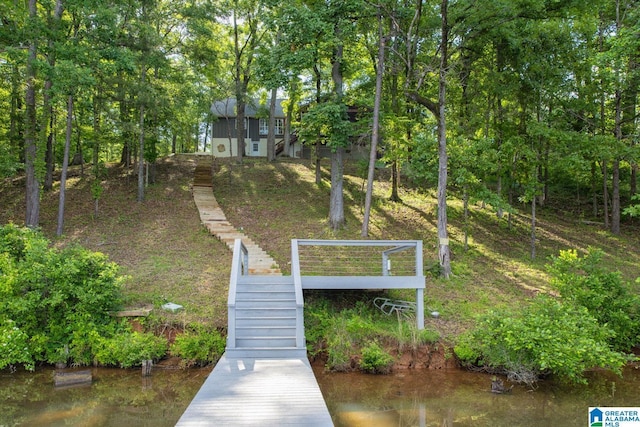1794 Riverknolle Rd, Tallassee, AL 36078 - dock area featuring stairway and a water view
