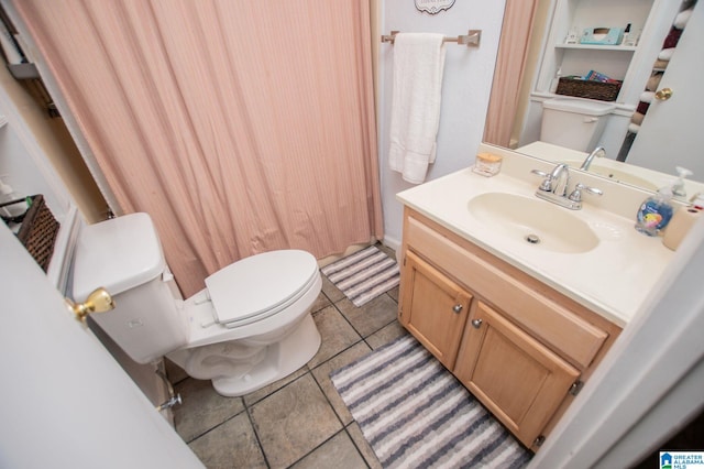327 County Road 4315, Wedowee, AL 36278 - bathroom with toilet, vanity, tile patterned flooring, and a shower with shower curtain