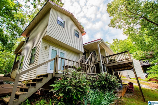 327 County Road 4315, Wedowee, AL 36278 - back of house featuring a wooden deck and stairs