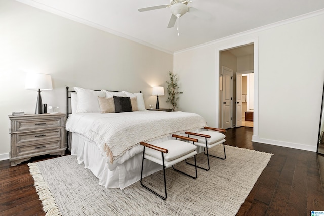 2982 Kelham Grove Way, Birmingham, AL 35242 - bedroom with crown molding, baseboards, dark wood-type flooring, and ceiling fan