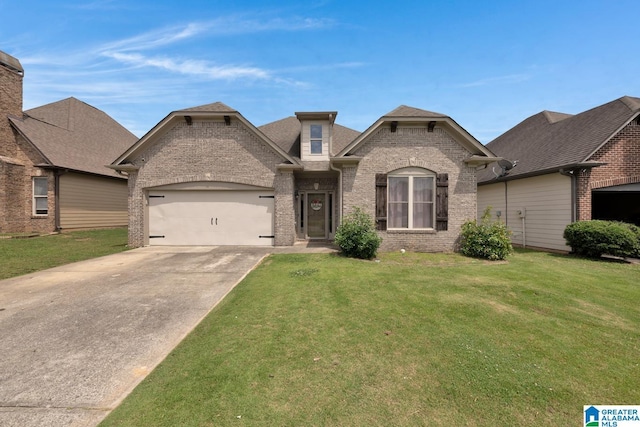 2304 Spaulding Pl, Moody, AL 35004 - french country home featuring brick siding, an attached garage, driveway, and a front yard