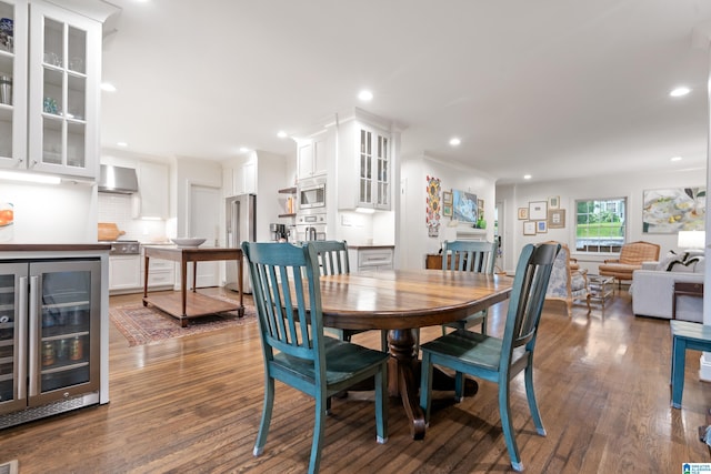 409 Euclid Ave, Mountain Brook, AL 35213 - dining space featuring wine cooler, dark wood-style floors, and recessed lighting