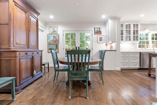 409 Euclid Ave, Mountain Brook, AL 35213 - dining space featuring plenty of natural light, dark wood-type flooring, french doors, and recessed lighting