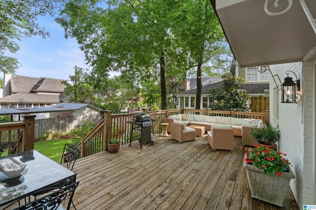 409 Euclid Ave, Mountain Brook, AL 35213 - deck featuring an outdoor hangout area, a fenced backyard, and area for grilling