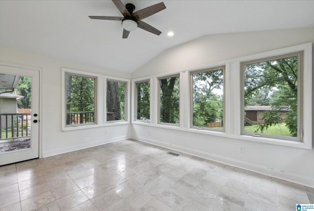 222 Patricia Rd, Madison, AL 35758 - unfurnished sunroom featuring healthy amount of natural light, lofted ceiling, baseboards, and recessed lighting
