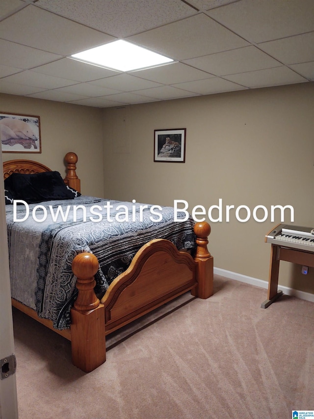 3409 Red Valley Rd, Remlap, AL 35133 - carpeted bedroom with a drop ceiling and baseboards