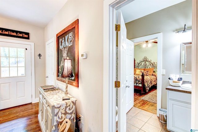 86 Waters Dr, Wedowee, AL 36278 - foyer with ceiling fan and light wood finished floors
