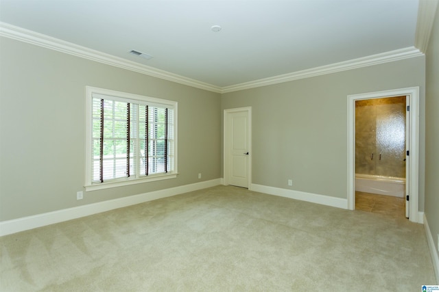 4338 Kings Mountain Rdg, Vestavia Hills, AL 35242 - unfurnished bedroom with crown molding, light colored carpet, baseboards, and ensuite bath
