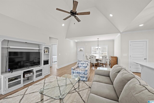 173 Atlantic Ln, Birmingham, AL 35242 - living area with recessed lighting, ceiling fan, light wood-type flooring, a chandelier, and baseboards