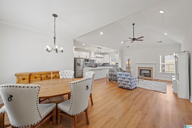 173 Atlantic Ln, Birmingham, AL 35242 - dining space with a chandelier, recessed lighting, plenty of natural light, a ceiling fan, and light wood finished floors