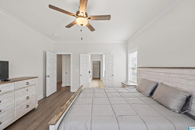 173 Atlantic Ln, Birmingham, AL 35242 - unfurnished bedroom with ornamental molding, wood finished floors, baseboards, and ceiling fan