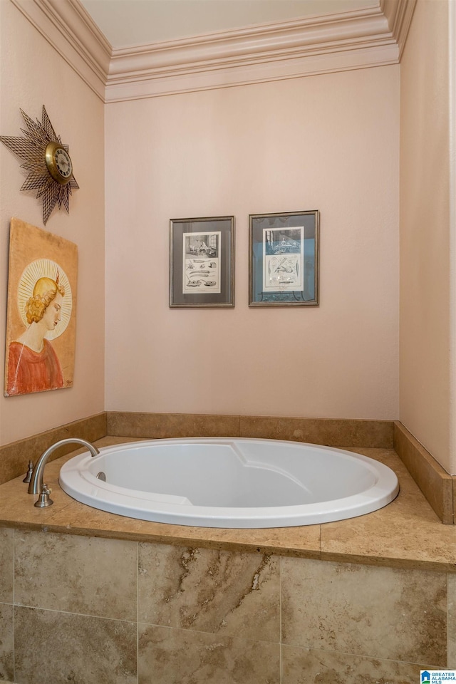 3242 Country Club Rd, Mountain Brook, AL 35213 - bathroom featuring ornamental molding and a bath