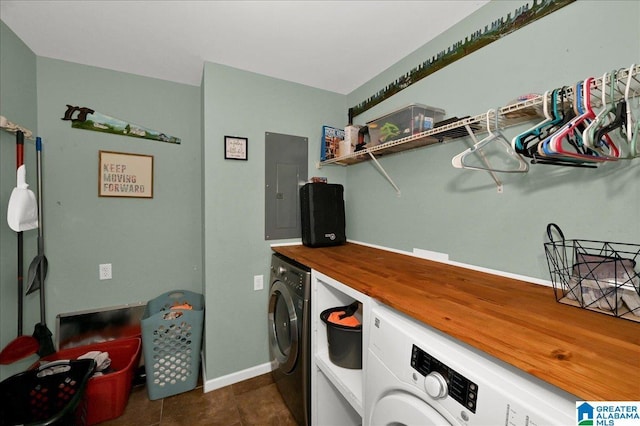 288 Briarfield Rd, Warrior, AL 35180 - laundry room with electric panel, washing machine and dryer, and baseboards