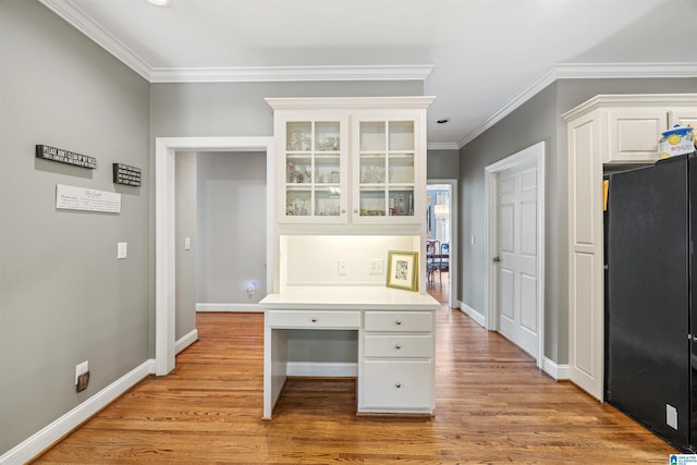 4063 Milners Cres, Hoover, AL 35242 - corridor with light wood-type flooring, ornamental molding, a desk, and baseboards