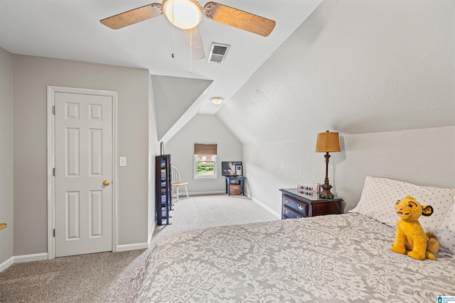 4063 Milners Cres, Hoover, AL 35242 - bedroom featuring carpet flooring, lofted ceiling, baseboards, and ceiling fan