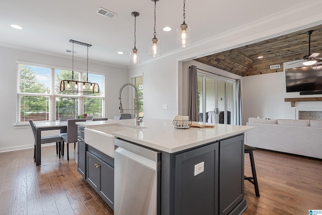 3040 Iris Dr, Hoover, AL 35244 - kitchen featuring dishwasher, a sink, plenty of natural light, open floor plan, and recessed lighting