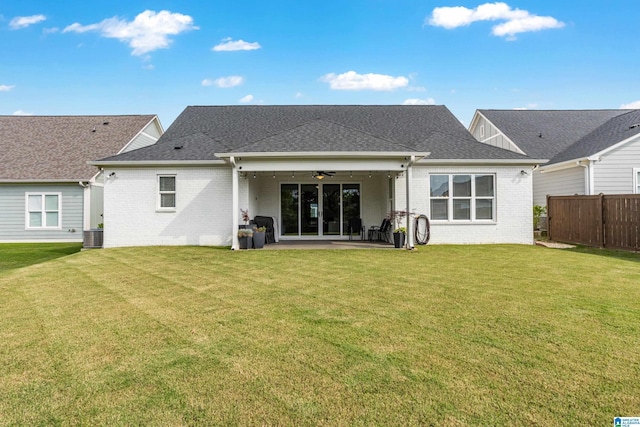 3040 Iris Dr, Hoover, AL 35244 - rear view of house featuring ceiling fan, brick siding, a patio area, and roof with shingles
