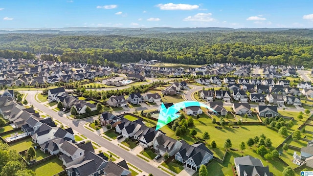 3040 Iris Dr, Hoover, AL 35244 - aerial overview of property's location with a forest and nearby suburban area