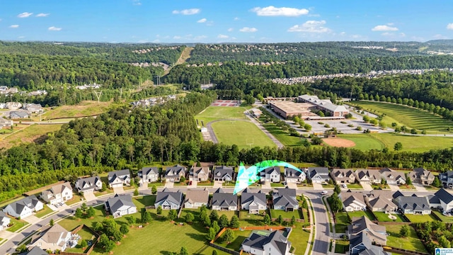 3040 Iris Dr, Hoover, AL 35244 - aerial overview of property's location with a forest and nearby suburban area