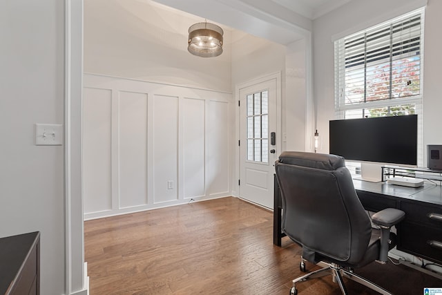 3040 Iris Dr, Hoover, AL 35244 - office area with a decorative wall and wood finished floors