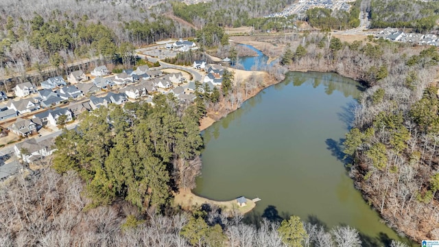 3040 Iris Dr, Hoover, AL 35244 - aerial overview of property's location with a nearby body of water and a forest