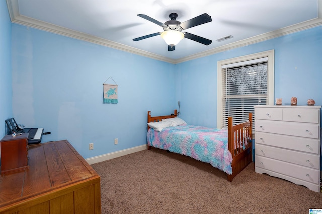 130 Eagle Pointe Way, Pell City, AL 35128 - carpeted bedroom with ornamental molding, ceiling fan, baseboards, and a desk