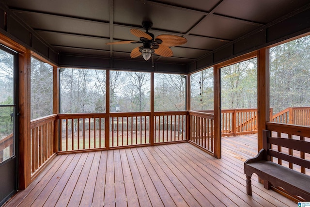 130 Eagle Pointe Way, Pell City, AL 35128 - unfurnished sunroom featuring a ceiling fan and plenty of natural light