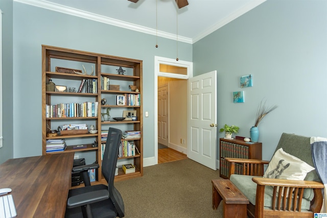 307 N Lake Rd, Hoover, AL 35242 - carpeted office space with ornamental molding and a ceiling fan