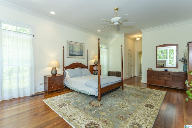 307 N Lake Rd, Hoover, AL 35242 - bedroom with multiple windows, wood finished floors, ornamental molding, recessed lighting, and baseboards