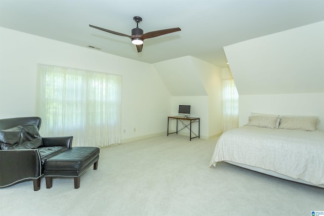 307 N Lake Rd, Hoover, AL 35242 - bedroom with carpet, a ceiling fan, lofted ceiling, and baseboards