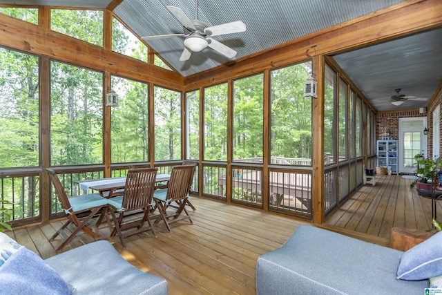 307 N Lake Rd, Hoover, AL 35242 - sunroom featuring a ceiling fan, outdoor dining space, and lofted ceiling