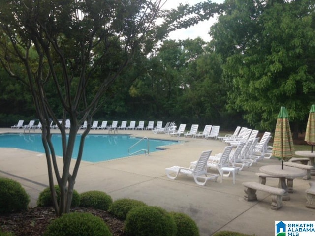 1077 Grande View Pass, Alabaster, AL 35114 - community pool with a patio area and view of scattered trees