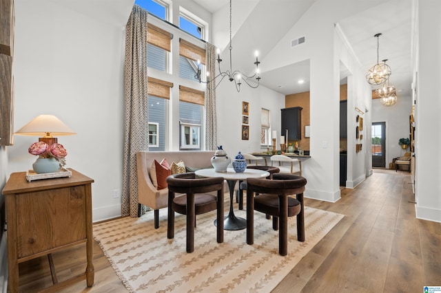 1761 Gable Way, Hoover, AL 35244 - dining room with a chandelier, baseboards, plenty of natural light, and a towering ceiling