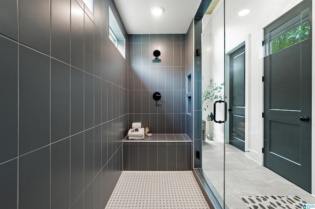 1761 Gable Way, Hoover, AL 35244 - full bathroom with tiled shower, recessed lighting, and tile patterned flooring