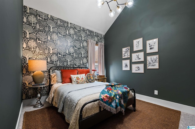 1761 Gable Way, Hoover, AL 35244 - carpeted bedroom featuring vaulted ceiling and baseboards