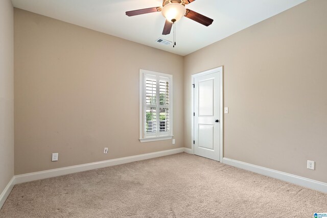 1343 Chapel St, Hoover, AL 35226 - empty room featuring light carpet, baseboards, and ceiling fan