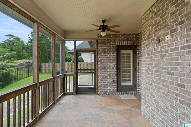 1343 Chapel St, Hoover, AL 35226 - unfurnished sunroom featuring a ceiling fan