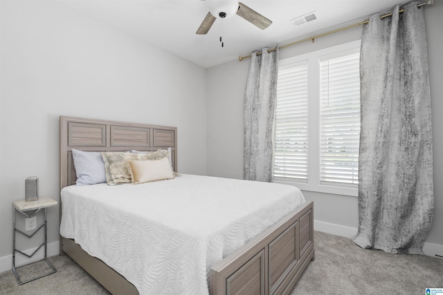 350 Shiloh Creek Dr, Calera, AL 35040 - bedroom with light colored carpet, baseboards, and ceiling fan