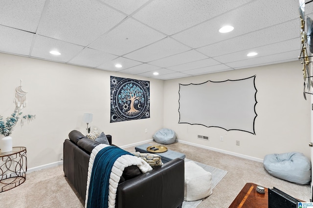 545 Russet Bend Dr, Hoover, AL 35244 - home theater featuring carpet floors, recessed lighting, baseboards, and a drop ceiling