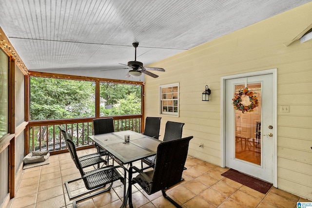 545 Russet Bend Dr, Hoover, AL 35244 - sunroom / solarium featuring lofted ceiling, outdoor dining space, and ceiling fan