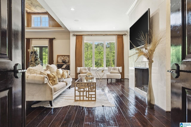 2821 Shook Hill Cir, Mountain Brook, AL 35223 - living room featuring hardwood / wood-style flooring and a high end fireplace