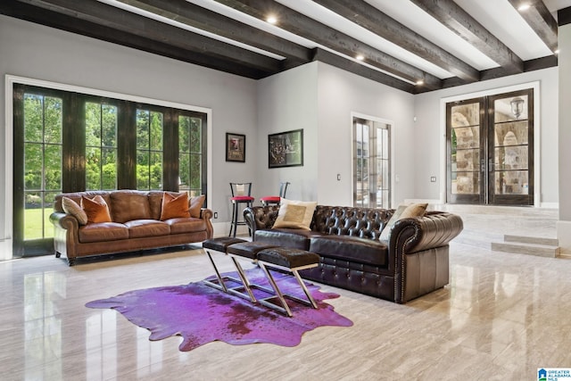2821 Shook Hill Cir, Mountain Brook, AL 35223 - living area with beamed ceiling