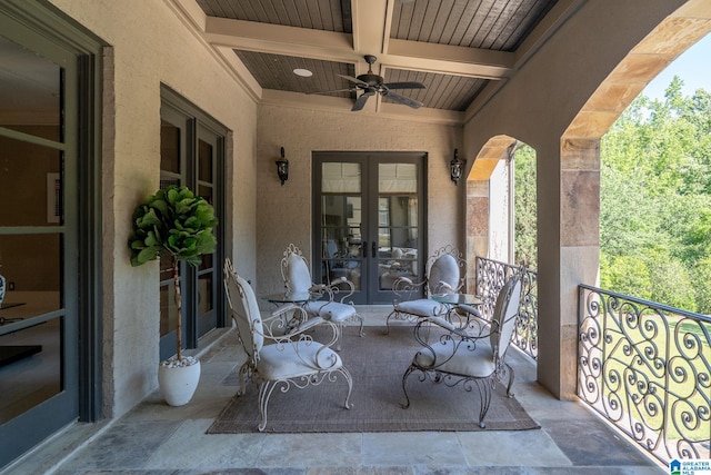 2821 Shook Hill Cir, Mountain Brook, AL 35223 - view of patio featuring french doors, ceiling fan, and a balcony