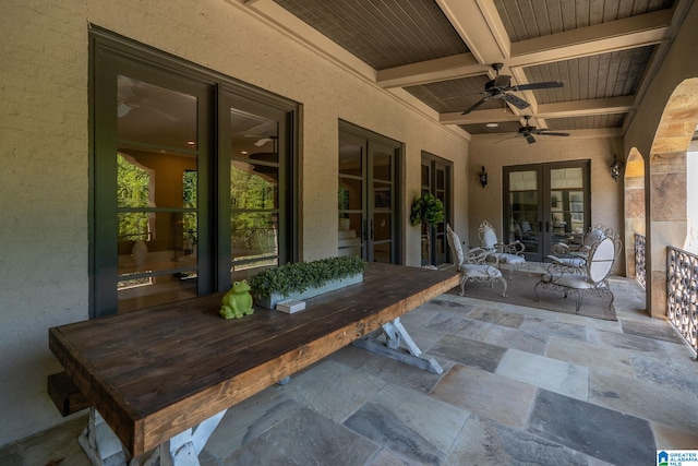 2821 Shook Hill Cir, Mountain Brook, AL 35223 - view of patio with french doors, outdoor dining area, and ceiling fan