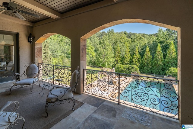 2821 Shook Hill Cir, Mountain Brook, AL 35223 - view of patio / terrace featuring a wooded view and a balcony