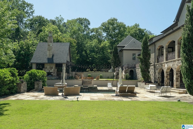 2821 Shook Hill Cir, Mountain Brook, AL 35223 - view of patio / terrace with an outdoor living space with a fireplace and a balcony