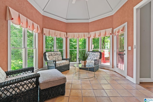 2100 Southwinds Cir, Hoover, AL 35244 - sunroom featuring french doors, healthy amount of natural light, crown molding, a textured wall, and baseboards
